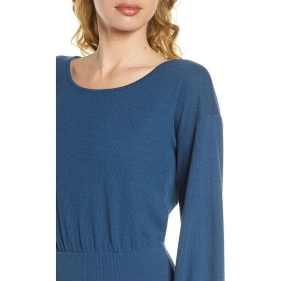 Ali & Jay Zuma Long Sleeve Ribbed Mini Dress in Twilight Blue XS Fall Casual - Picture 4 of 16